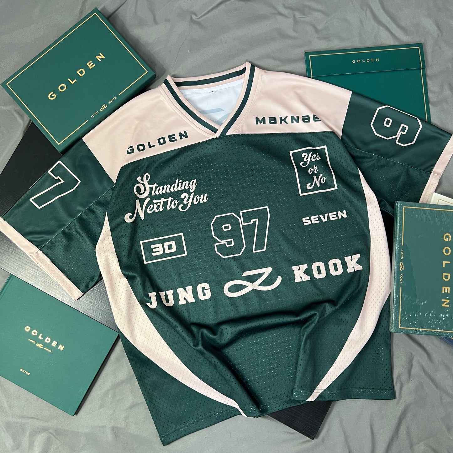 BTS JUNGKOOK GOLDEN NFL JERSEY BY MOON JUJI